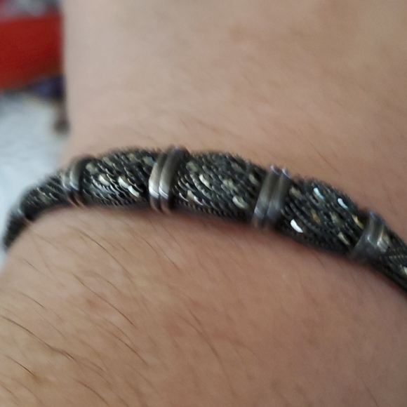 VINTAGE STERLING SILVER MARCASITE BRACELET - Picture 5 of 6